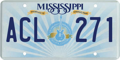 MS license plate ACL271