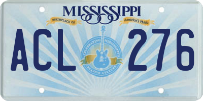 MS license plate ACL276