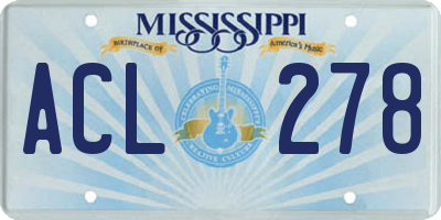 MS license plate ACL278