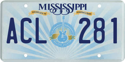 MS license plate ACL281