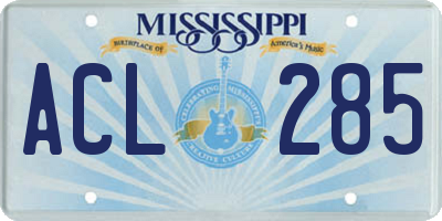 MS license plate ACL285