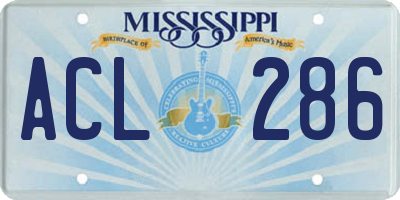 MS license plate ACL286