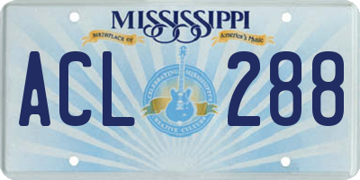MS license plate ACL288