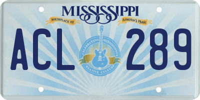 MS license plate ACL289