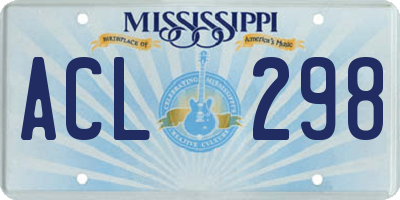 MS license plate ACL298