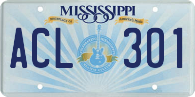 MS license plate ACL301