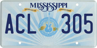 MS license plate ACL305