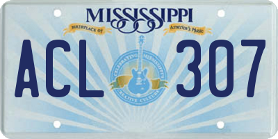 MS license plate ACL307