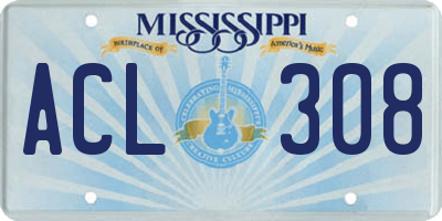 MS license plate ACL308