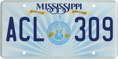 MS license plate ACL309
