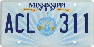 MS license plate ACL311