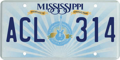 MS license plate ACL314