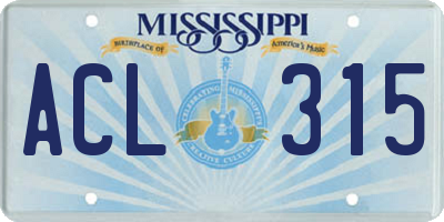 MS license plate ACL315