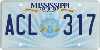 MS license plate ACL317