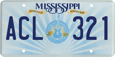MS license plate ACL321