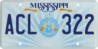 MS license plate ACL322
