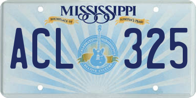 MS license plate ACL325
