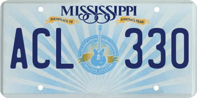 MS license plate ACL330