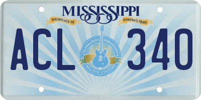 MS license plate ACL340