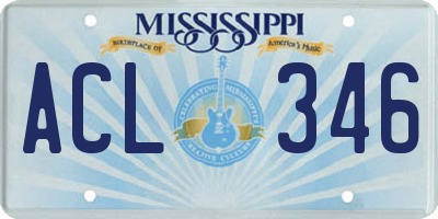 MS license plate ACL346