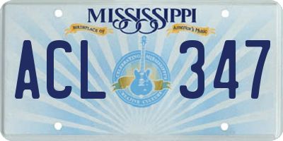 MS license plate ACL347