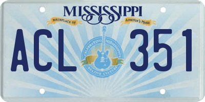 MS license plate ACL351
