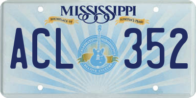 MS license plate ACL352