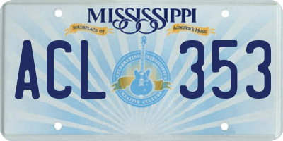 MS license plate ACL353