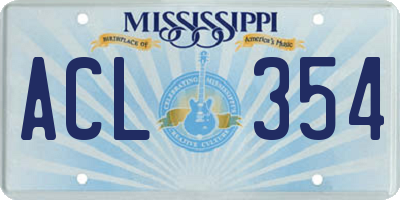 MS license plate ACL354