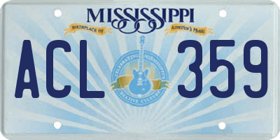 MS license plate ACL359