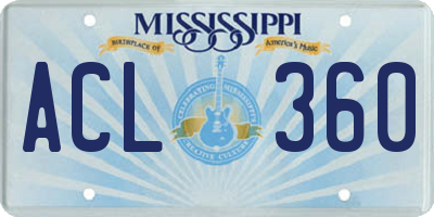 MS license plate ACL360
