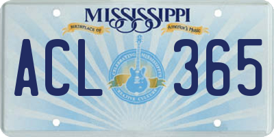 MS license plate ACL365