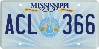 MS license plate ACL366