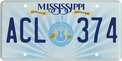 MS license plate ACL374