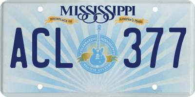 MS license plate ACL377