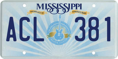 MS license plate ACL381