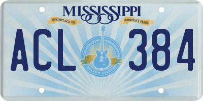MS license plate ACL384