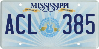 MS license plate ACL385