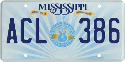 MS license plate ACL386