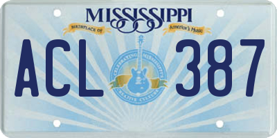 MS license plate ACL387