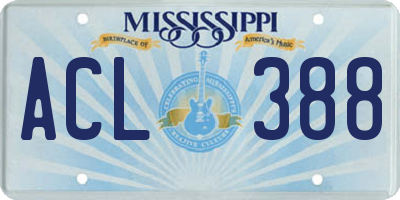 MS license plate ACL388