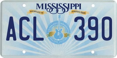 MS license plate ACL390