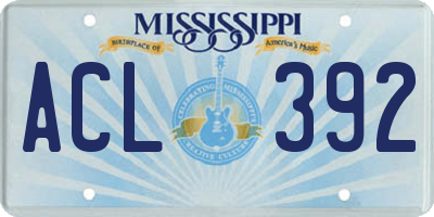 MS license plate ACL392