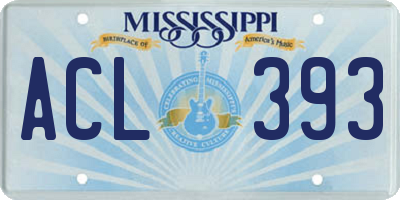 MS license plate ACL393