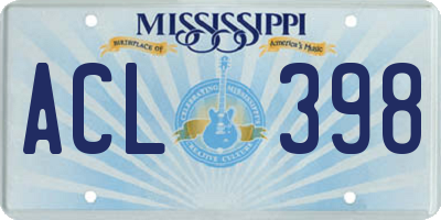 MS license plate ACL398