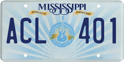 MS license plate ACL401