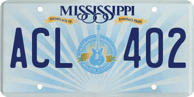 MS license plate ACL402