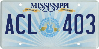 MS license plate ACL403