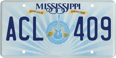 MS license plate ACL409