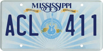 MS license plate ACL411
